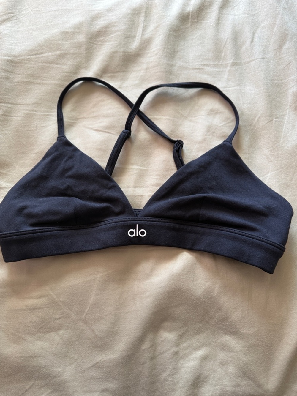 ALO Yoga Black V-Neck Logo Sports Bra
